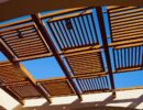 patio overhead with fixed louvers that run in two directions