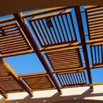 patio overhead with fixed louvers that run in two directions