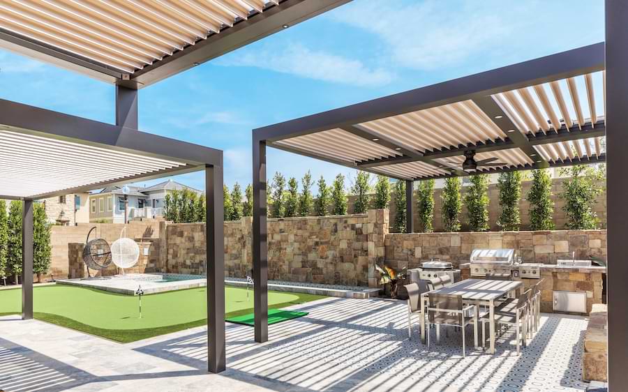 steel pergolas with automatic louvers