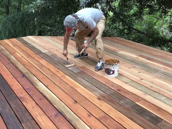 staining deck boards gives them a rich, wet look