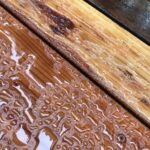 water beading on surface of stained deck