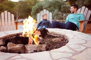 stone hearth around fire pit