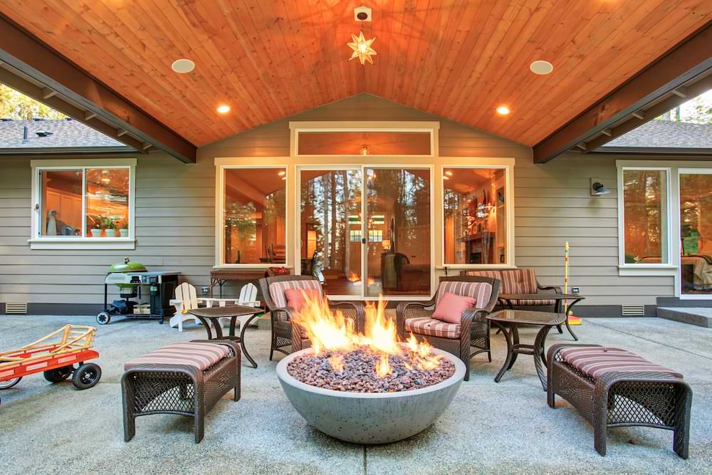 gas fire pit with large flames
