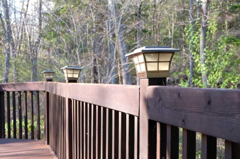 deck railing with post top lights