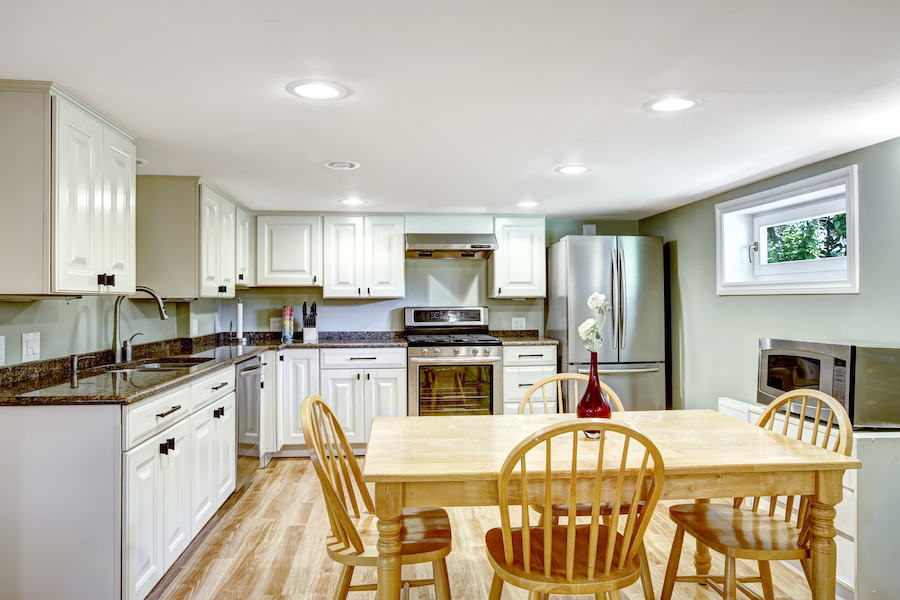 basement kitchen with window