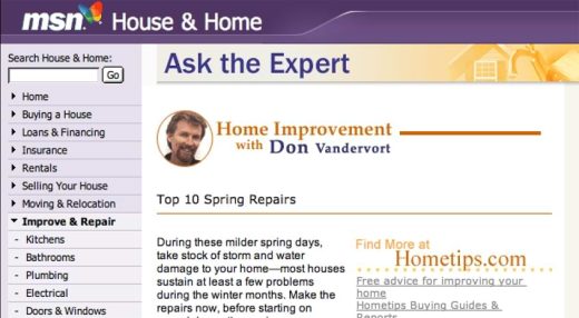 Don_Vandervort_MSN A webpage showing Don Vandervort featured on MSN.com